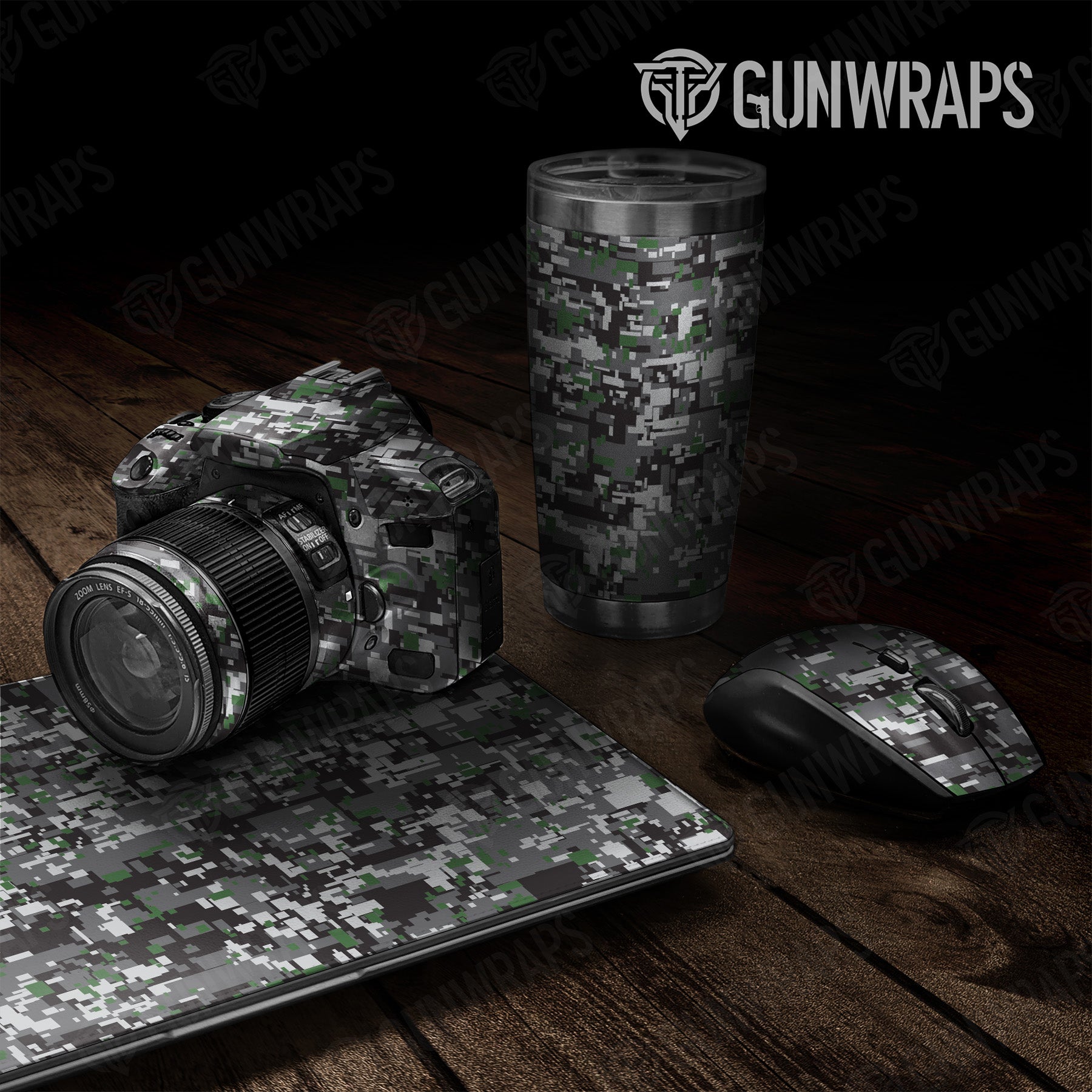Universal Sheet Digital Urban Green Camo Gear Skin Vinyl Wrap