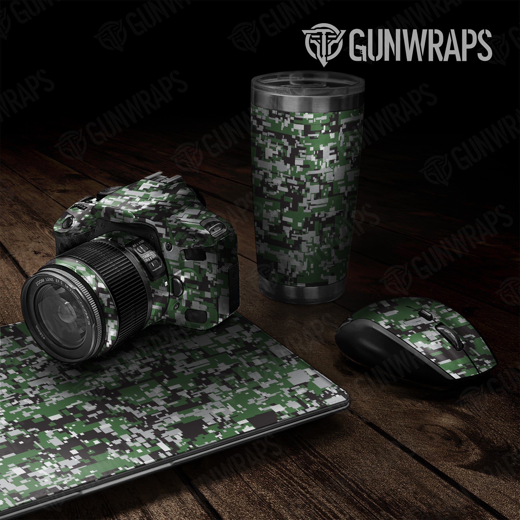 Universal Sheet Digital Green Tiger Camo Gear Skin Vinyl Wrap