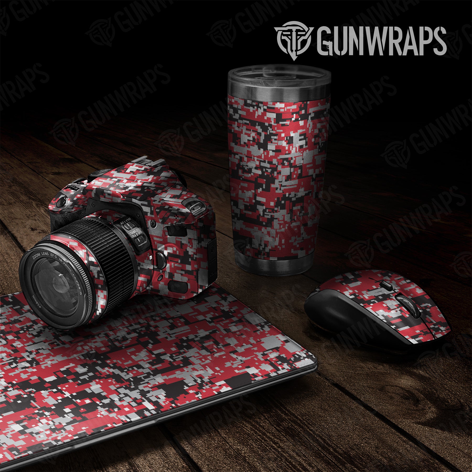 Universal Sheet Digital Red Tiger Camo Gear Skin Vinyl Wrap on Sale