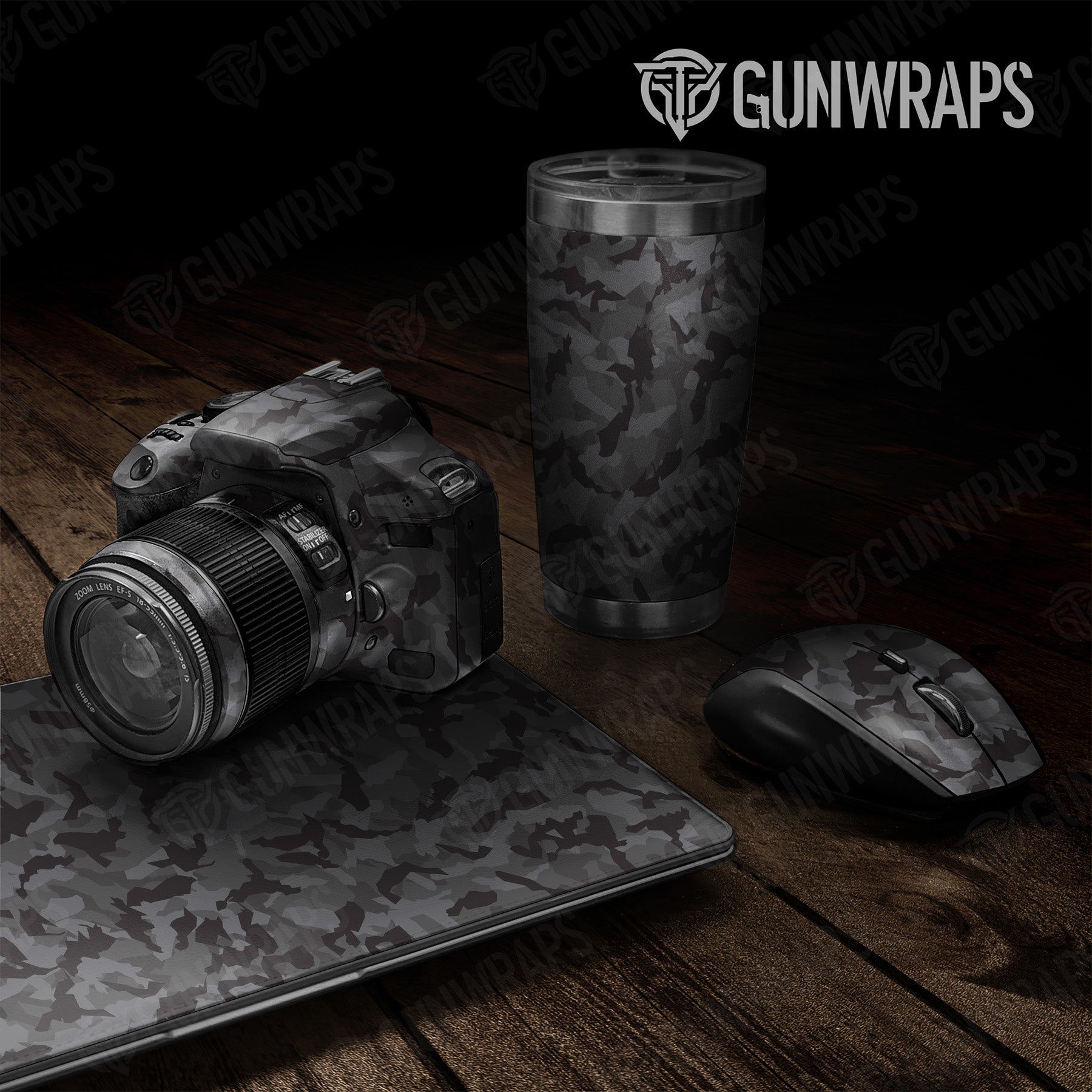 Universal Sheet Erratic Elite Black Camo Gear Skin Vinyl Wrap