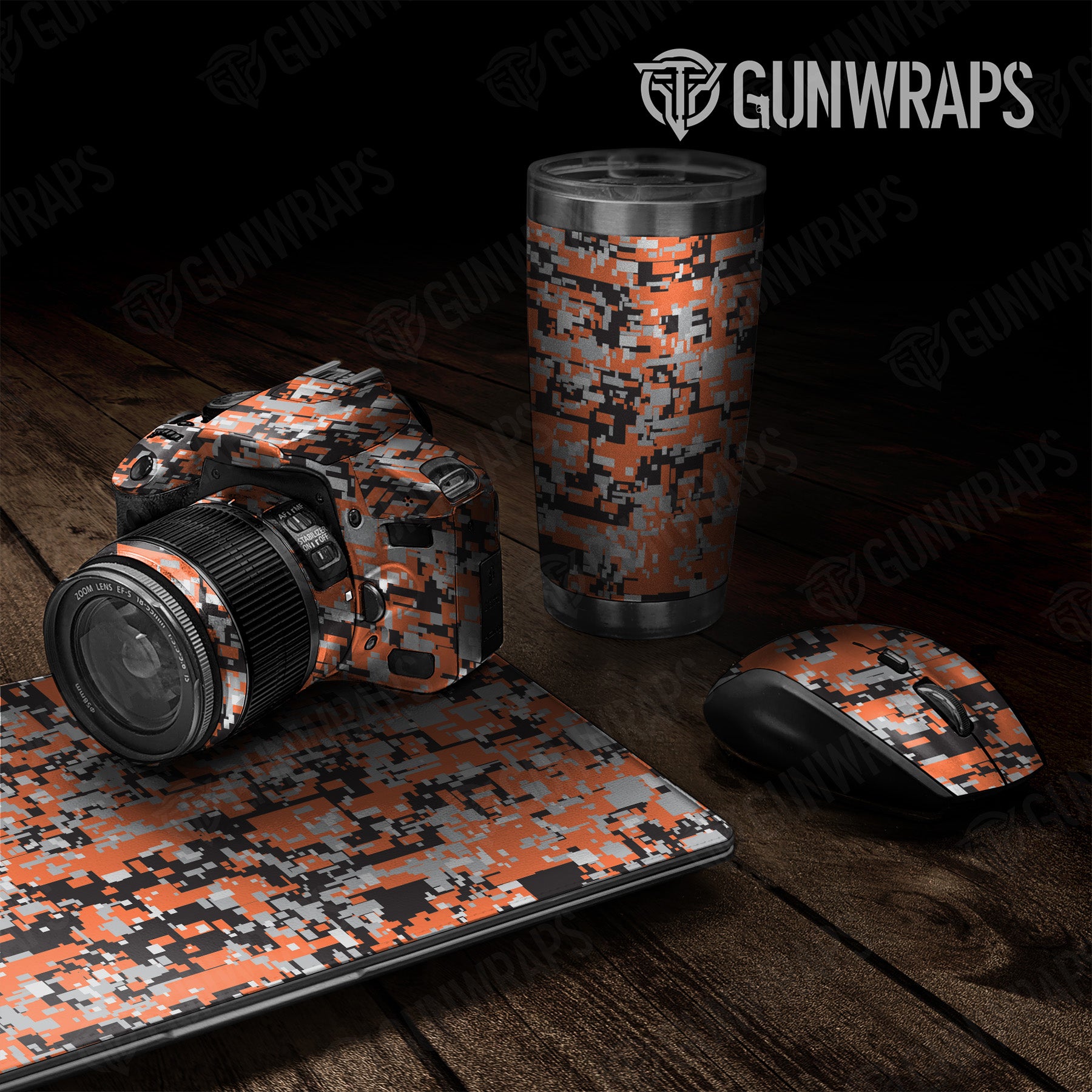 Universal Sheet Digital Orange Tiger Camo Gear Skin Vinyl Wrap