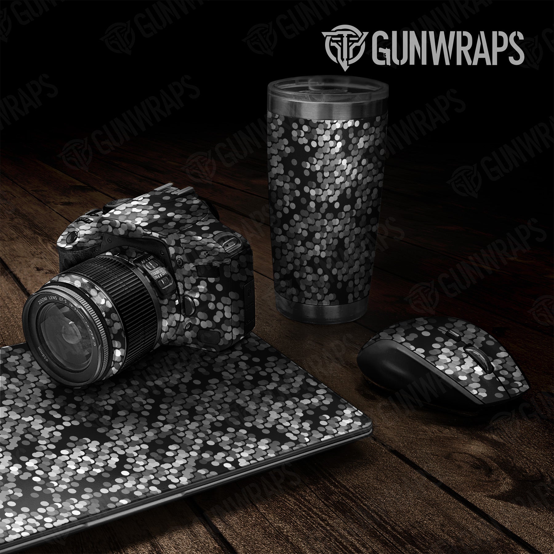 Universal Sheet Eclipse Camo Grayscale Gear Skin Vinyl Wrap