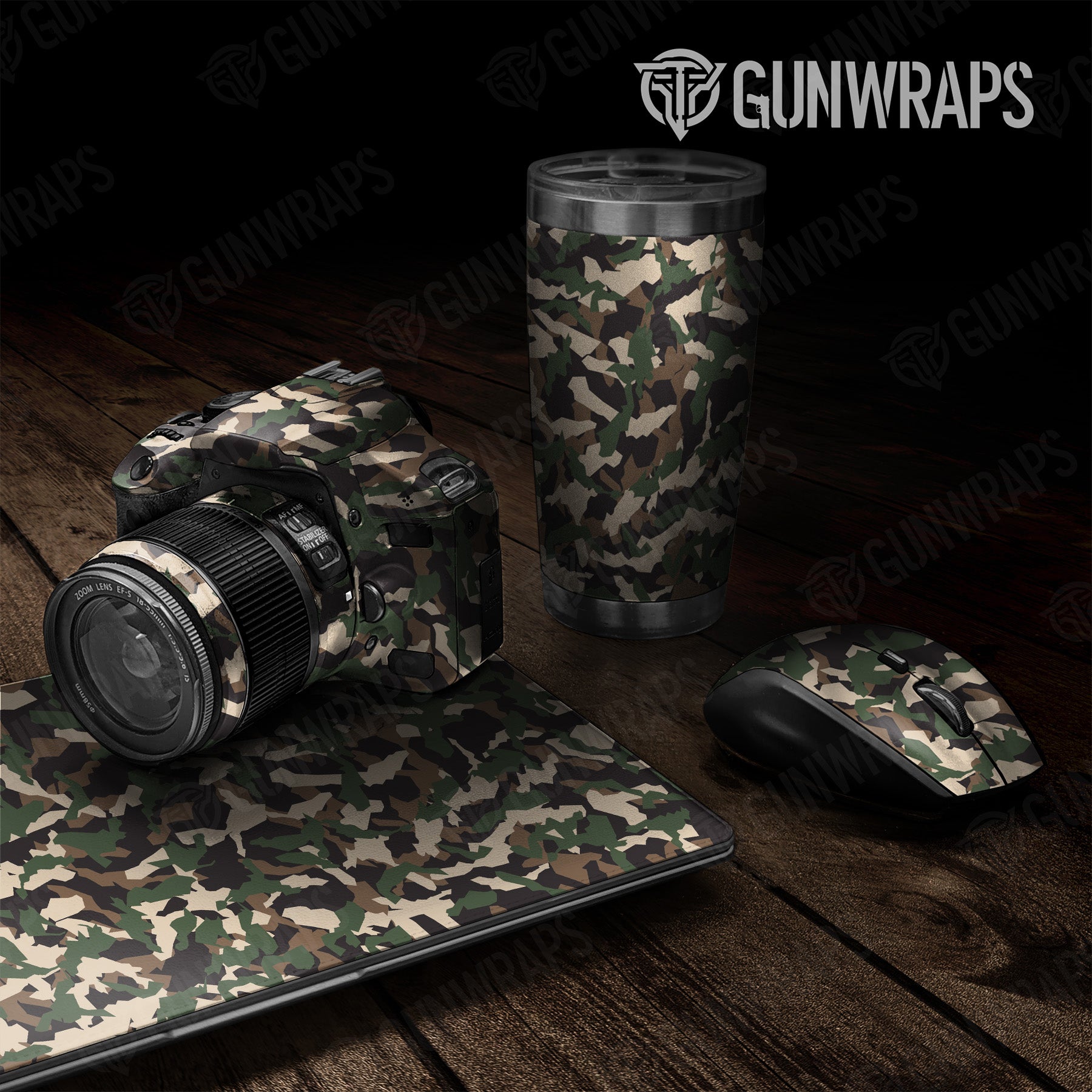 Universal Sheet Erratic Woodland Camo Gear Skin Vinyl Wrap