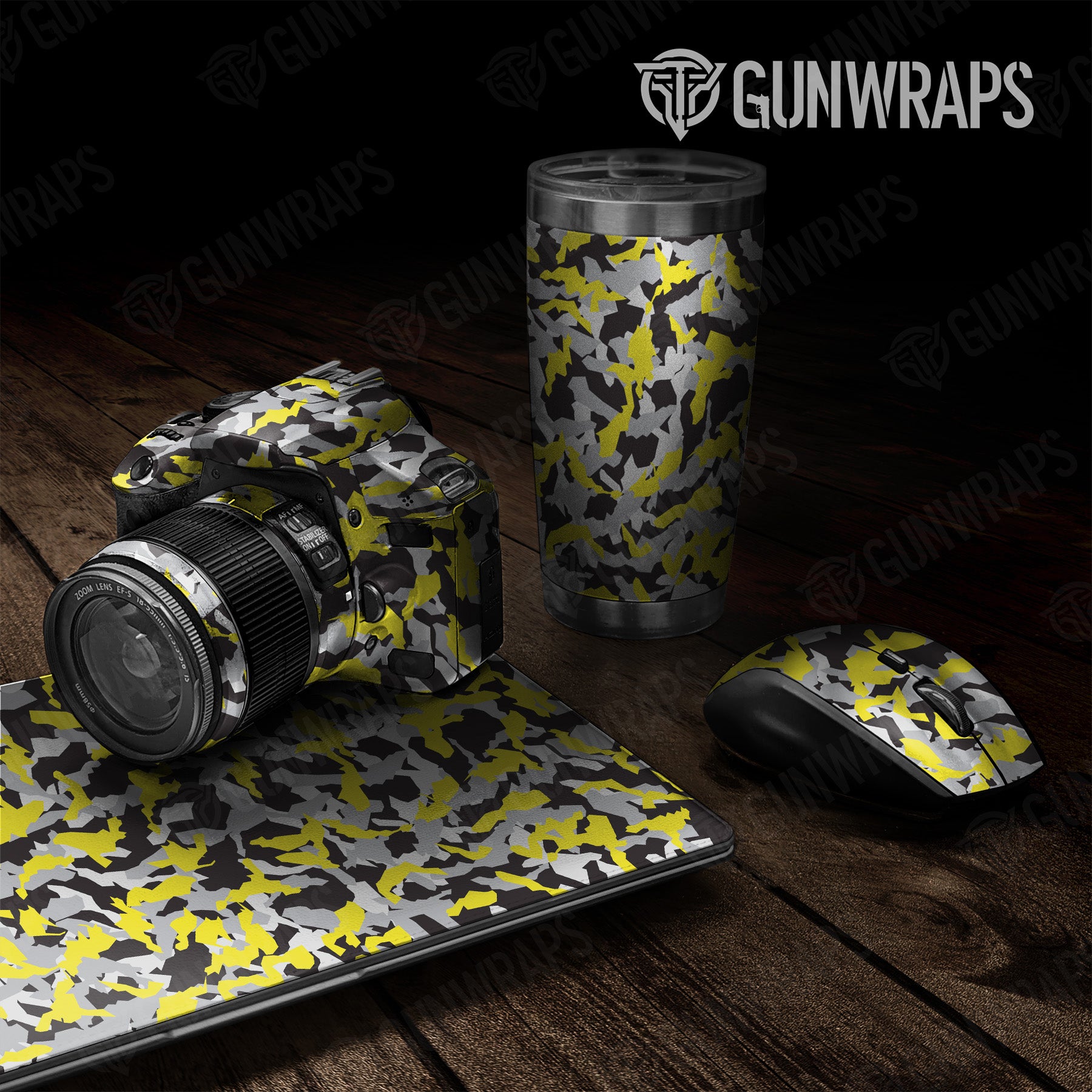Universal Sheet Erratic Yellow Tiger Camo Gear Skin Vinyl Wrap