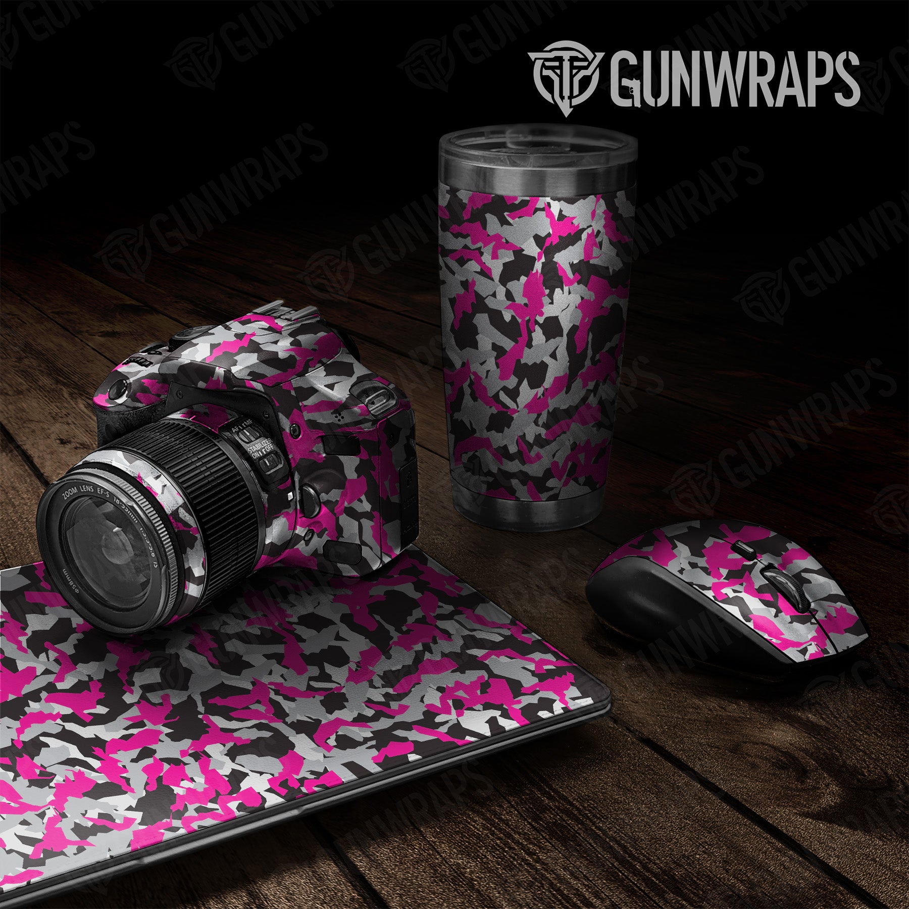 Universal Sheet Erratic Magenta Tiger Camo Gear Skin Vinyl Wrap