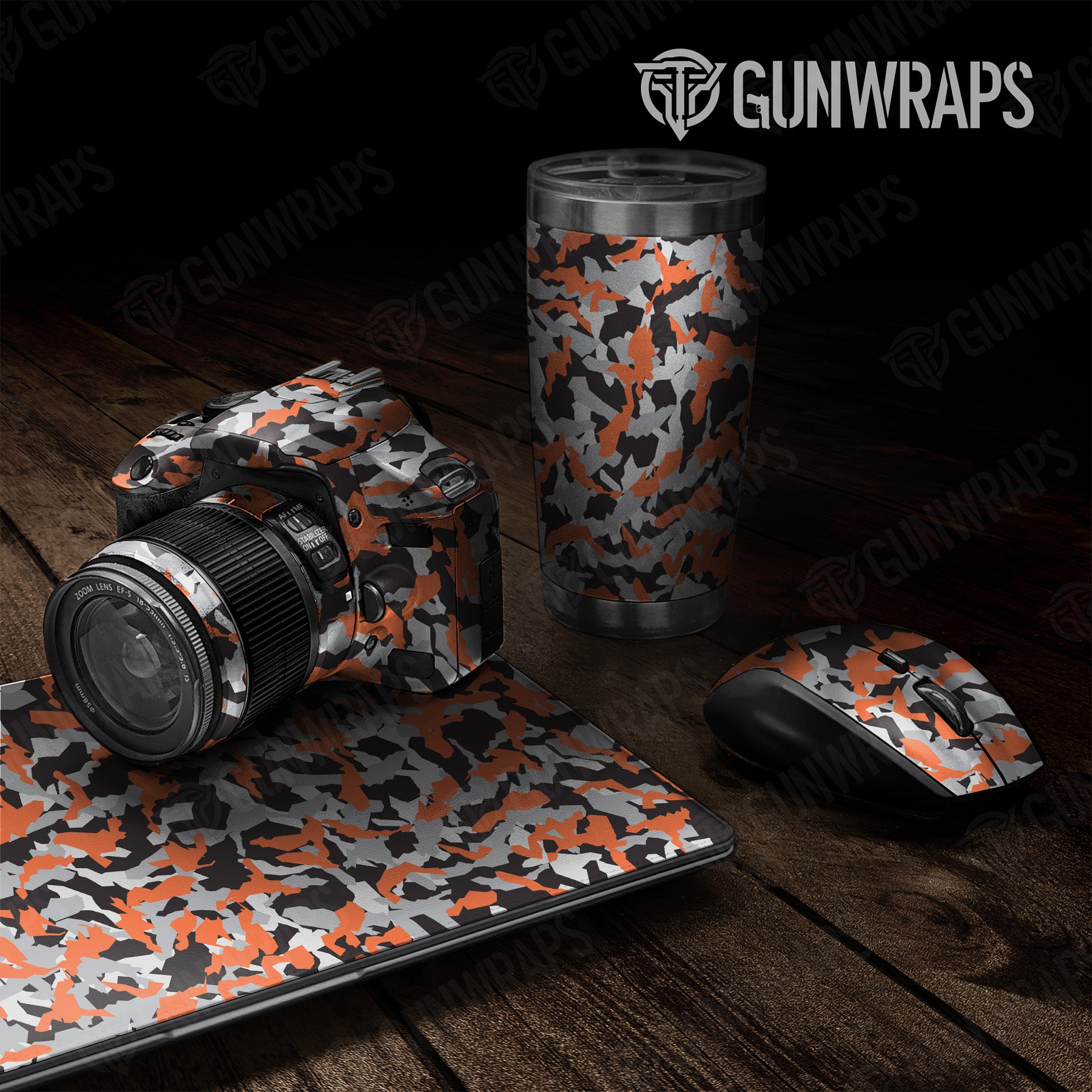 Universal Sheet Erratic Orange Tiger Camo Gear Skin Vinyl Wrap