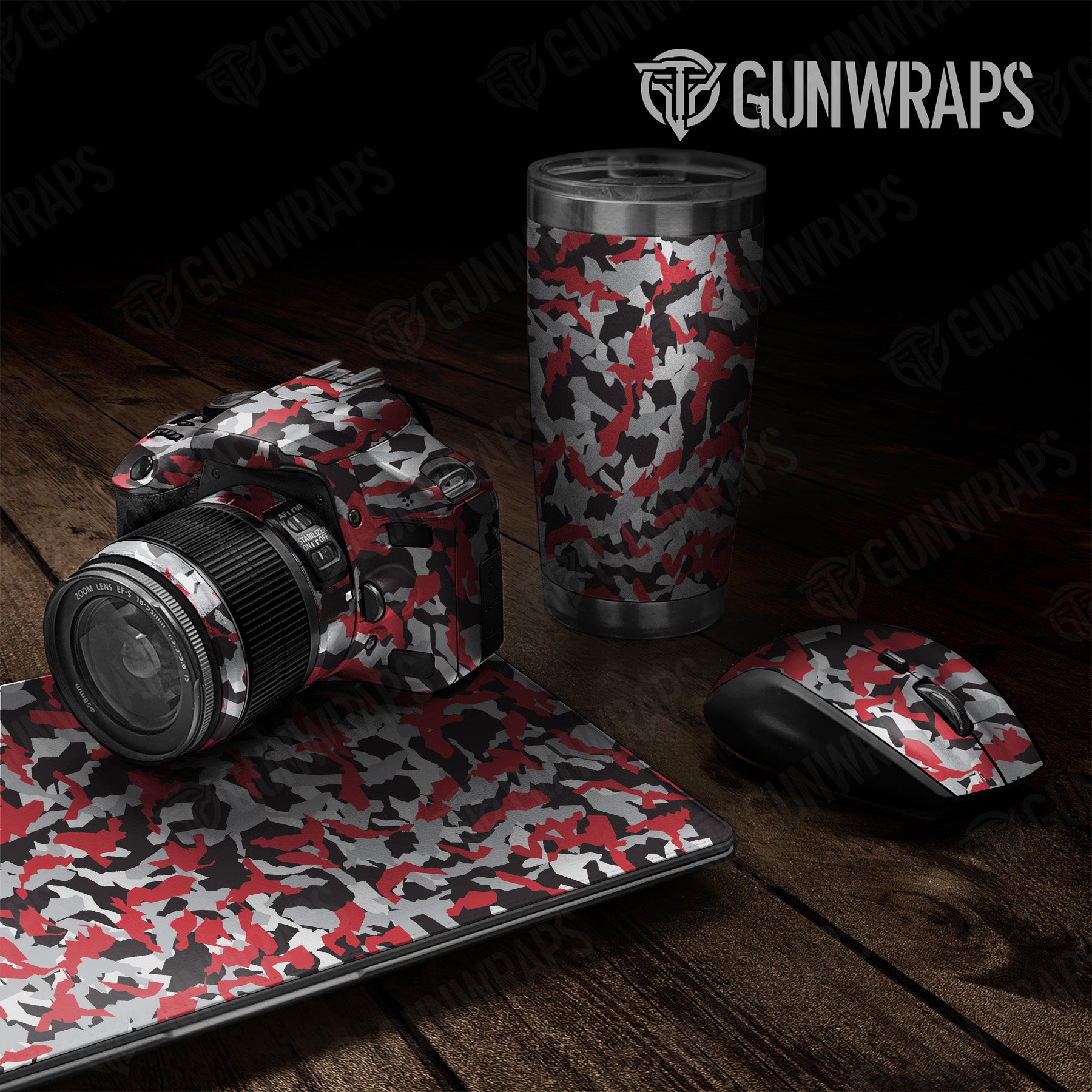 Universal Sheet Erratic Red Tiger Camo Gear Skin Vinyl Wrap
