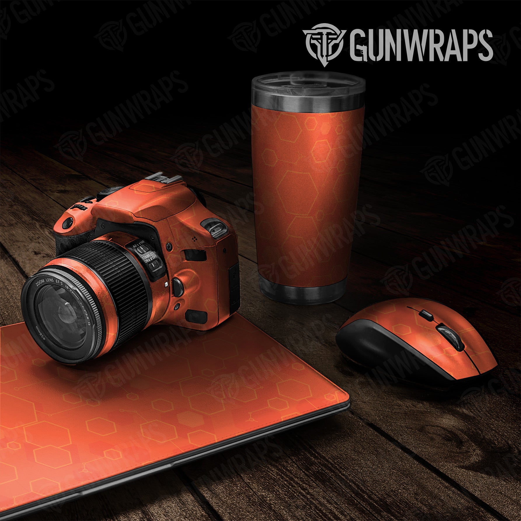 Universal Sheet Hex DNA Elite Orange Gear Skin Vinyl Wrap