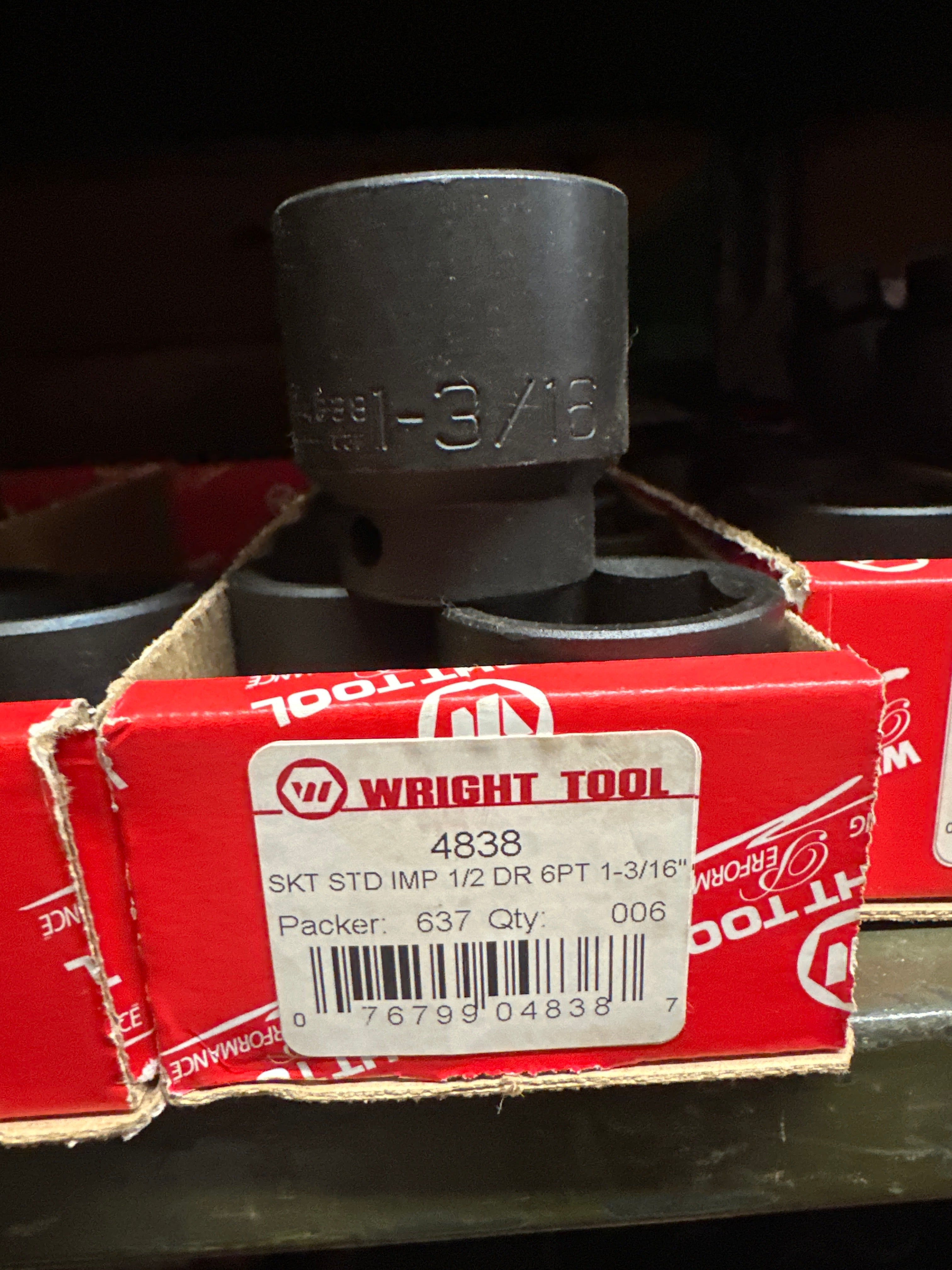 1/2″ Wright 1-3/16″ – 6 Pt. Std. Impact Socket (4838WR)