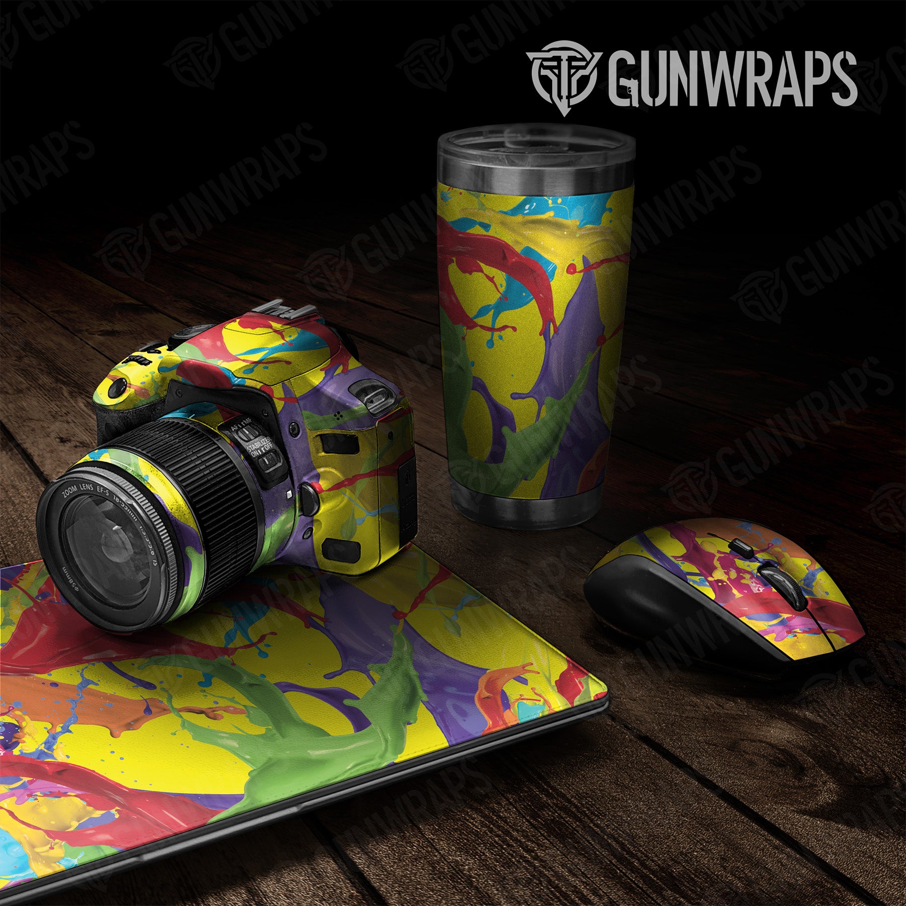 Universal Sheet Paint Splatter Yellow Gear Skin Vinyl Wrap