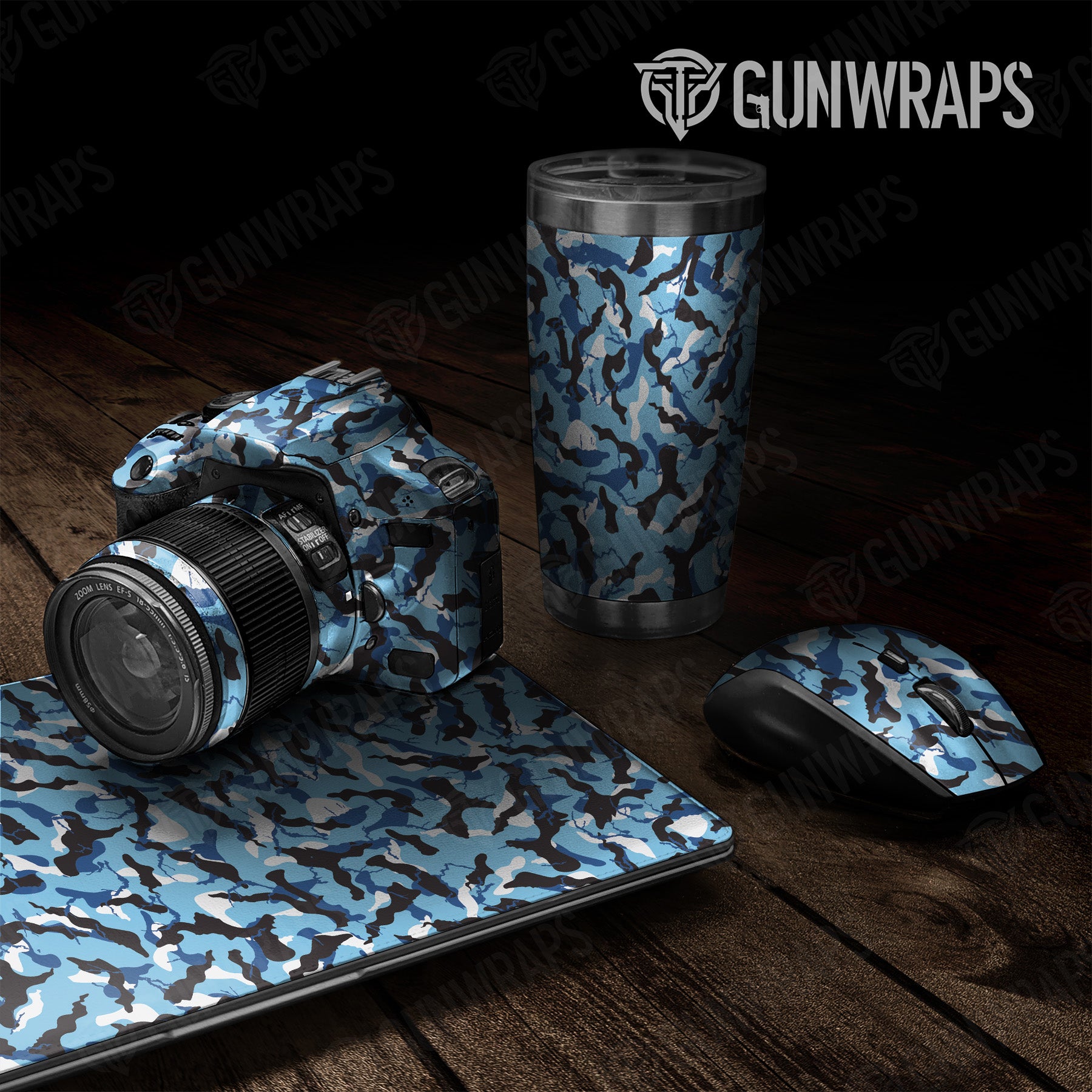Universal Sheet Ragged Baby Blue Camo Gear Skin Vinyl Wrap