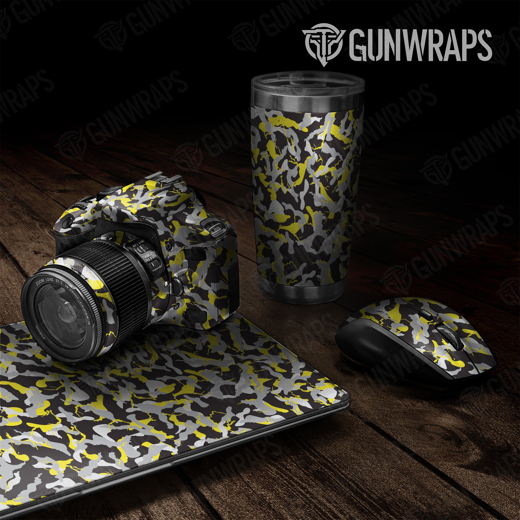 Universal Sheet Ragged Yellow Tiger Camo Gear Skin Vinyl Wrap