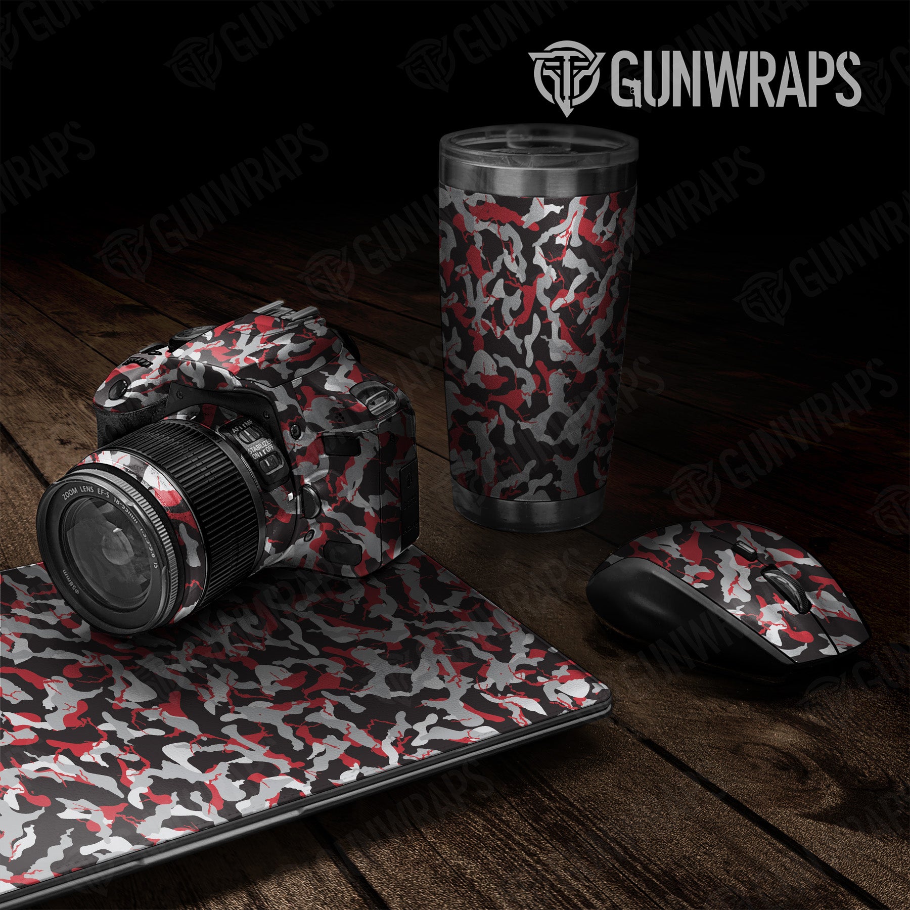 Universal Sheet Ragged Red Tiger Camo Gear Skin Vinyl Wrap