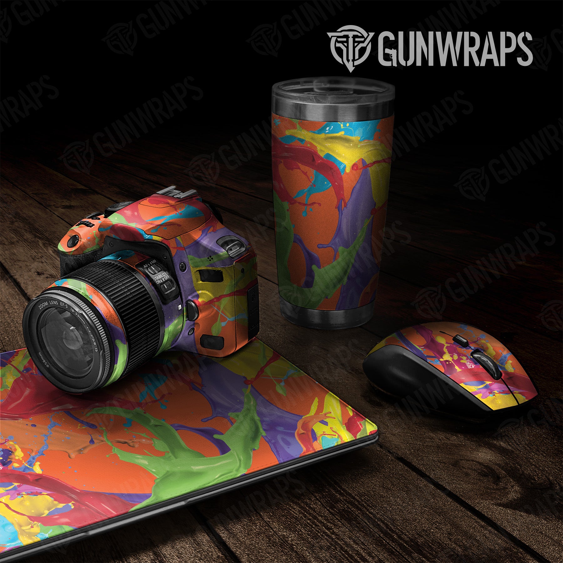 Universal Sheet Paint Splatter Orange Gear Skin Vinyl Wrap