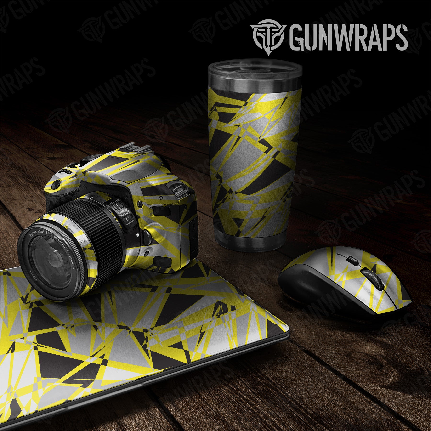 Universal Sheet Sharp Yellow Tiger Camo Gear Skin Vinyl Wrap