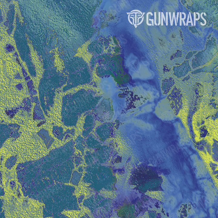 Universal Sheet Realtree WAV3 Blue Yellow Camo Gear Skin Vinyl Wrap