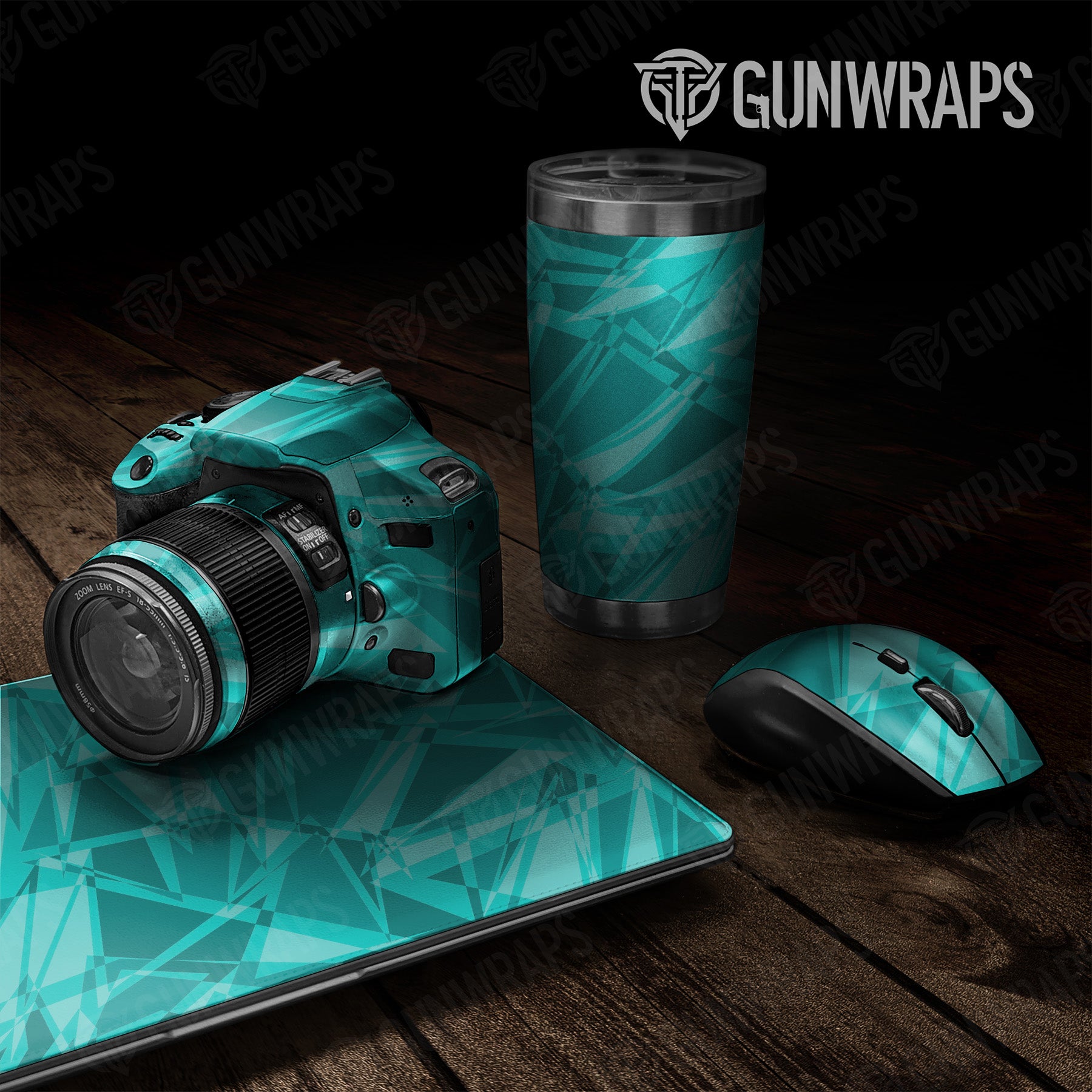 Universal Sheet Sharp Elite Tiffany Blue Camo Gear Skin Vinyl Wrap