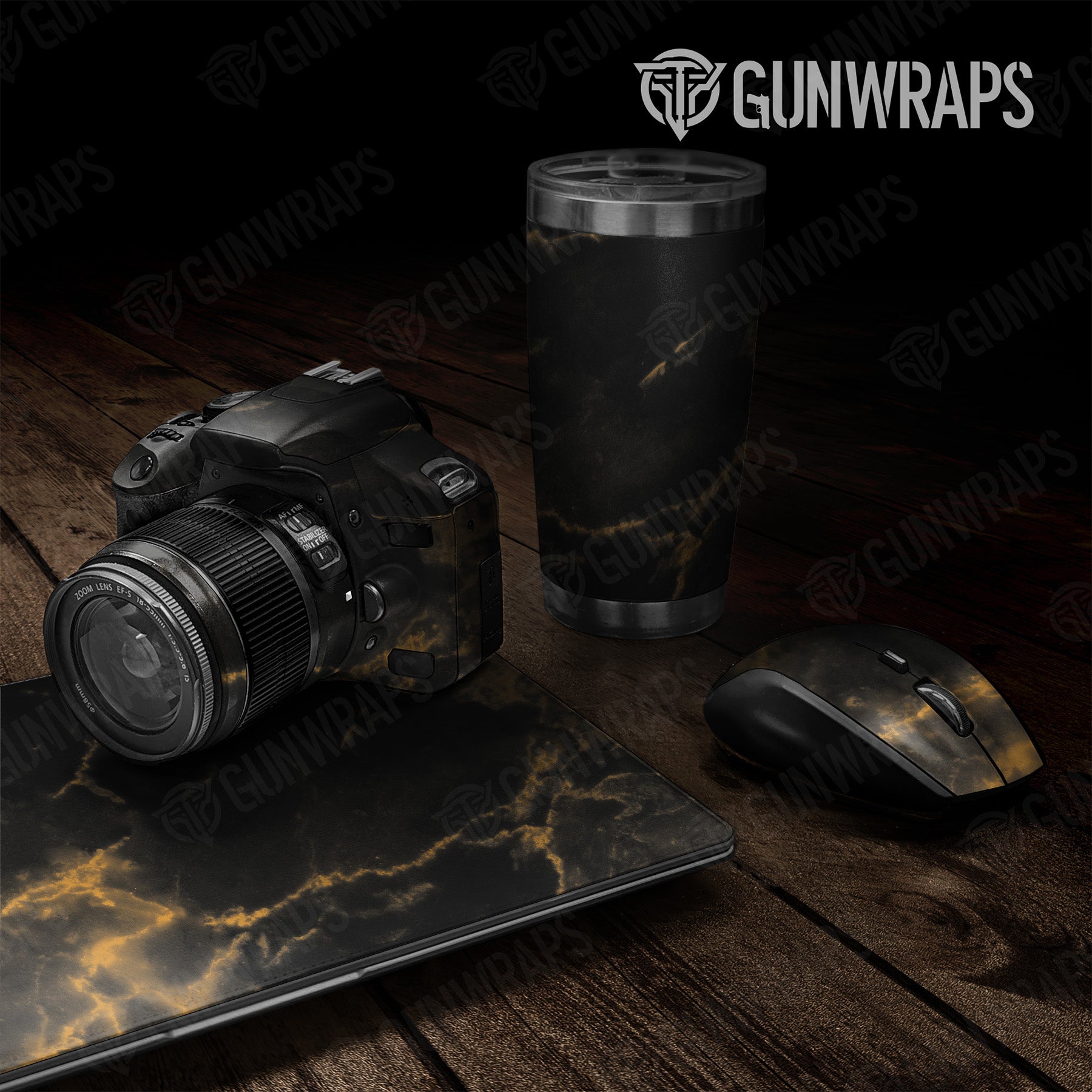 Universal Sheet Stone Ebony Carrera Gold Marble Gear Skin Vinyl Wrap