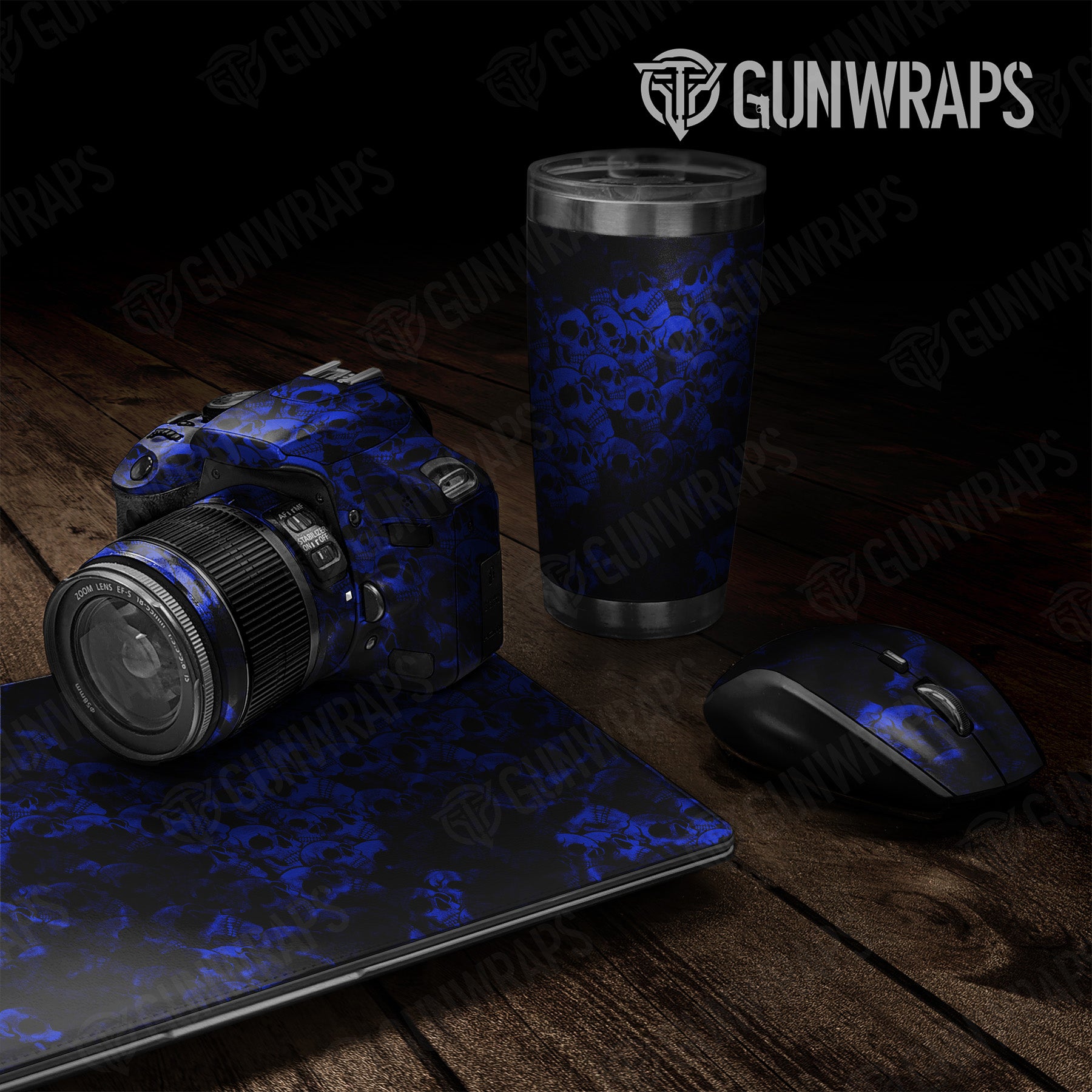 Universal Sheet Skull Blue Gear Skin Vinyl Wrap