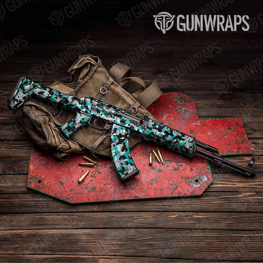 AK 47 Cumulus Tiffany Blue Tiger Camo Gun Skin Vinyl Wrap