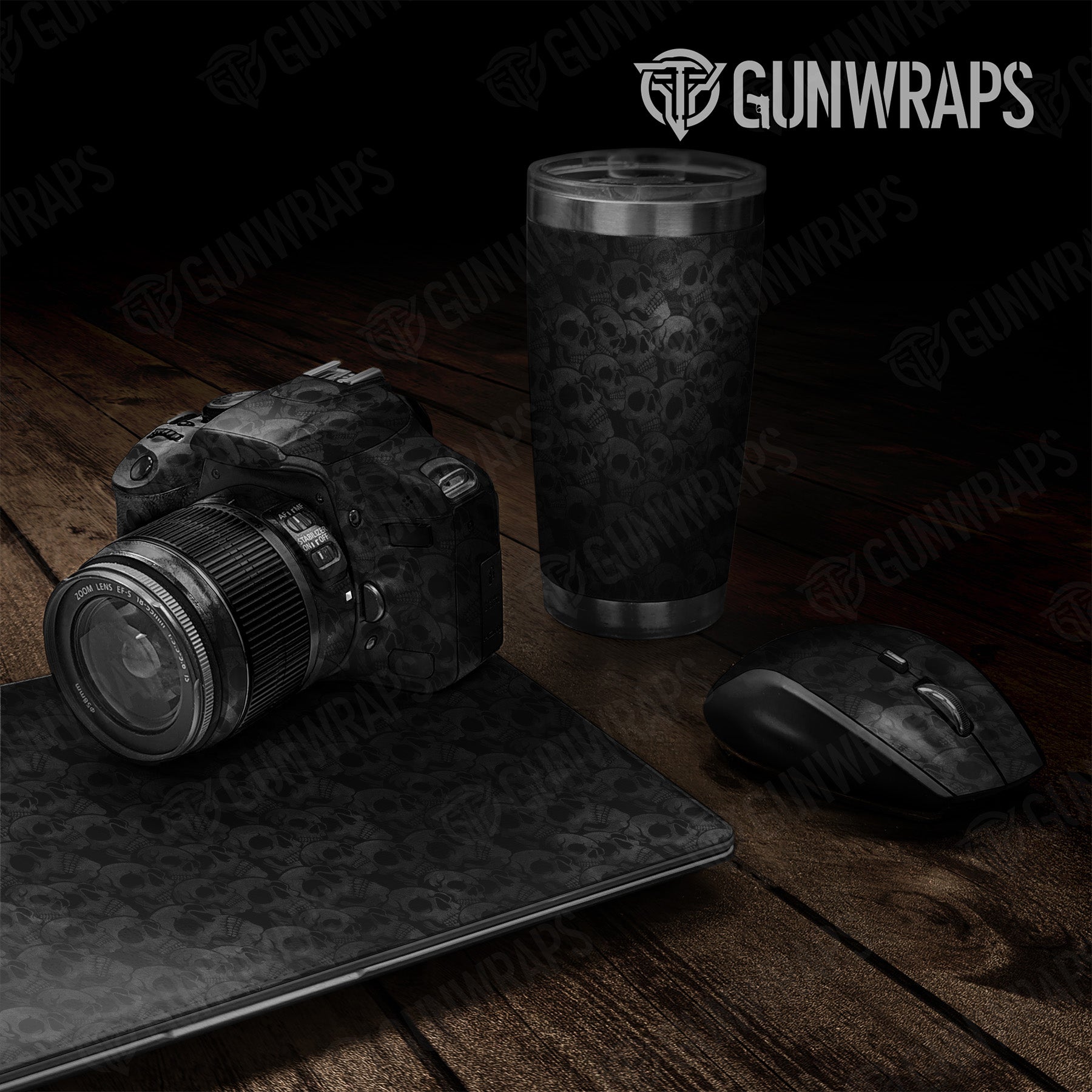 Universal Sheet Skull Grayscale Gear Skin Vinyl Wrap