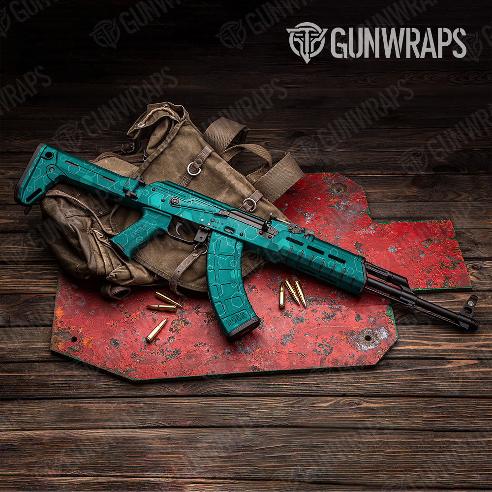 AK 47 Hex DNA Elite Tiffany Blue Gun Skin Vinyl Wrap Supply