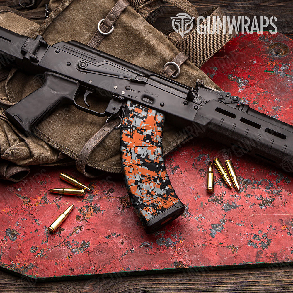 AK 47 Mag Digital Orange Tiger Camo Gun Skin Vinyl Wrap