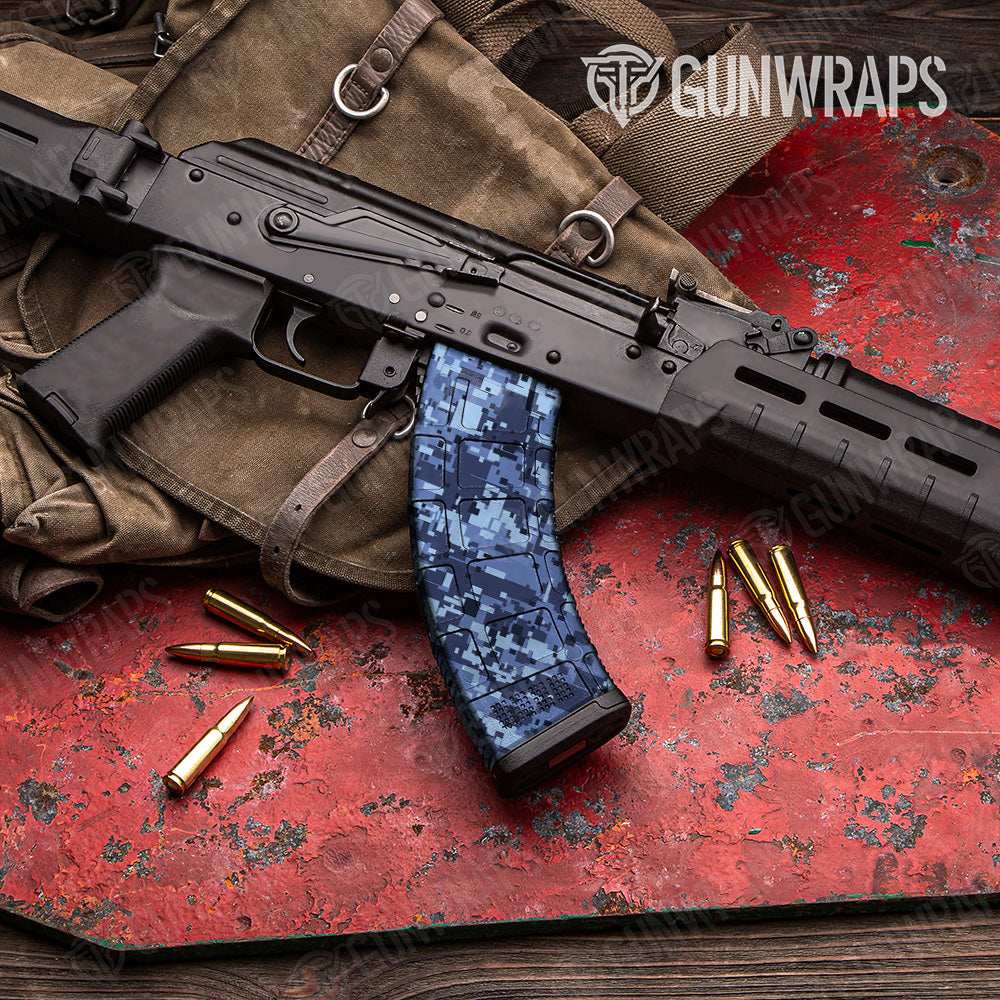 AK 47 Mag Digital Blue Urban Night Camo Gun Skin Vinyl Wrap Online now