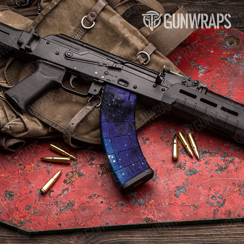 AK 47 Mag Galaxy Blue Gun Skin Vinyl Wrap