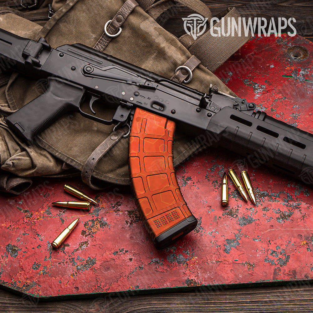 AK 47 Mag Hex DNA Elite Orange Gun Skin Vinyl Wrap