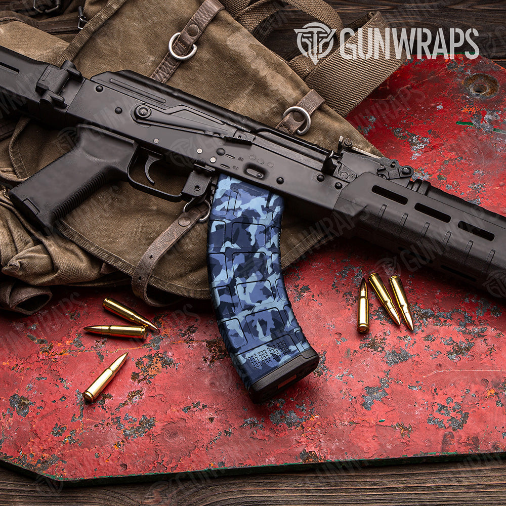 AK 47 Mag Erratic Blue Urban Night Camo Gun Skin Vinyl Wrap