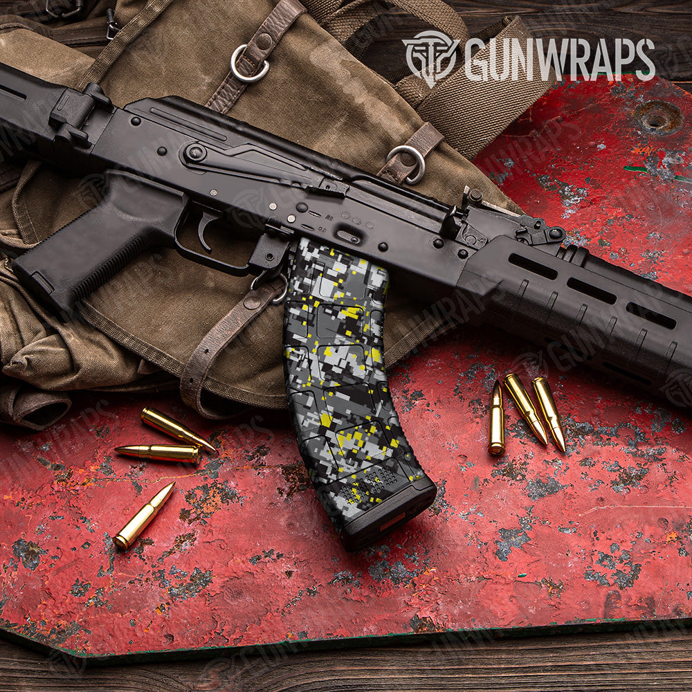 AK 47 Mag Digital Urban Yellow Camo Gun Skin Vinyl Wrap