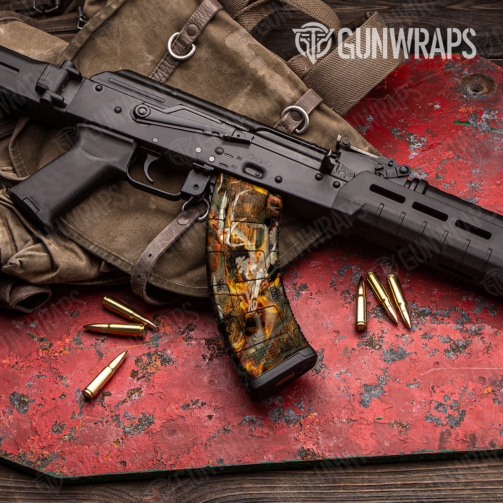 AK 47 Mag Nature Burning Buck Skull Camo Gun Skin Vinyl Wrap
