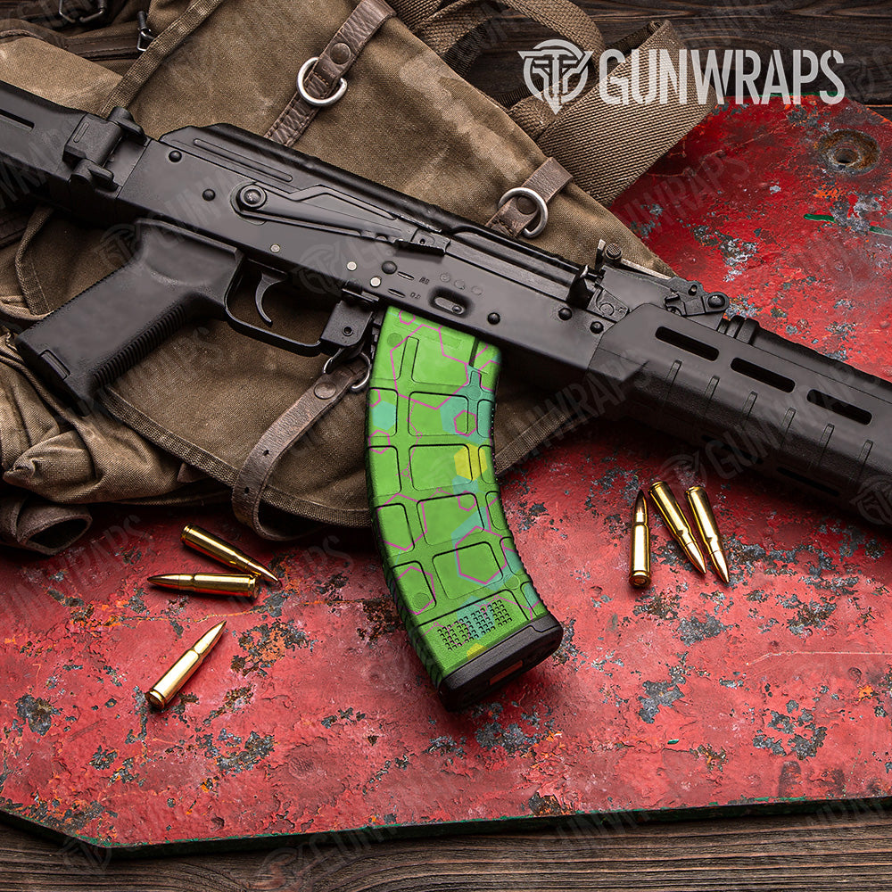 AK 47 Mag Hex DNA Magenta Lime Gun Skin Vinyl Wrap