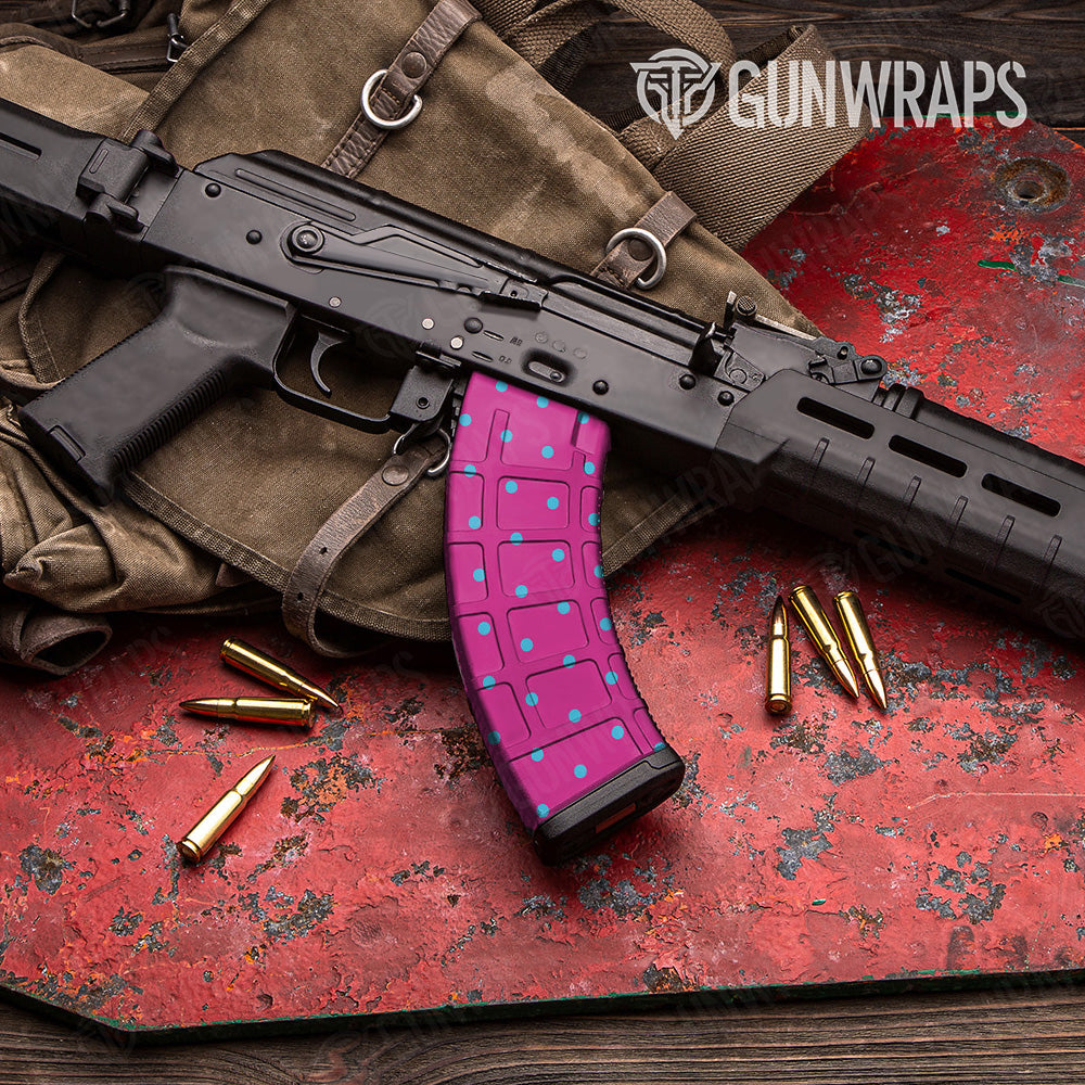 AK 47 Mag Dotted Retro Blue Gun Skin Vinyl Wrap
