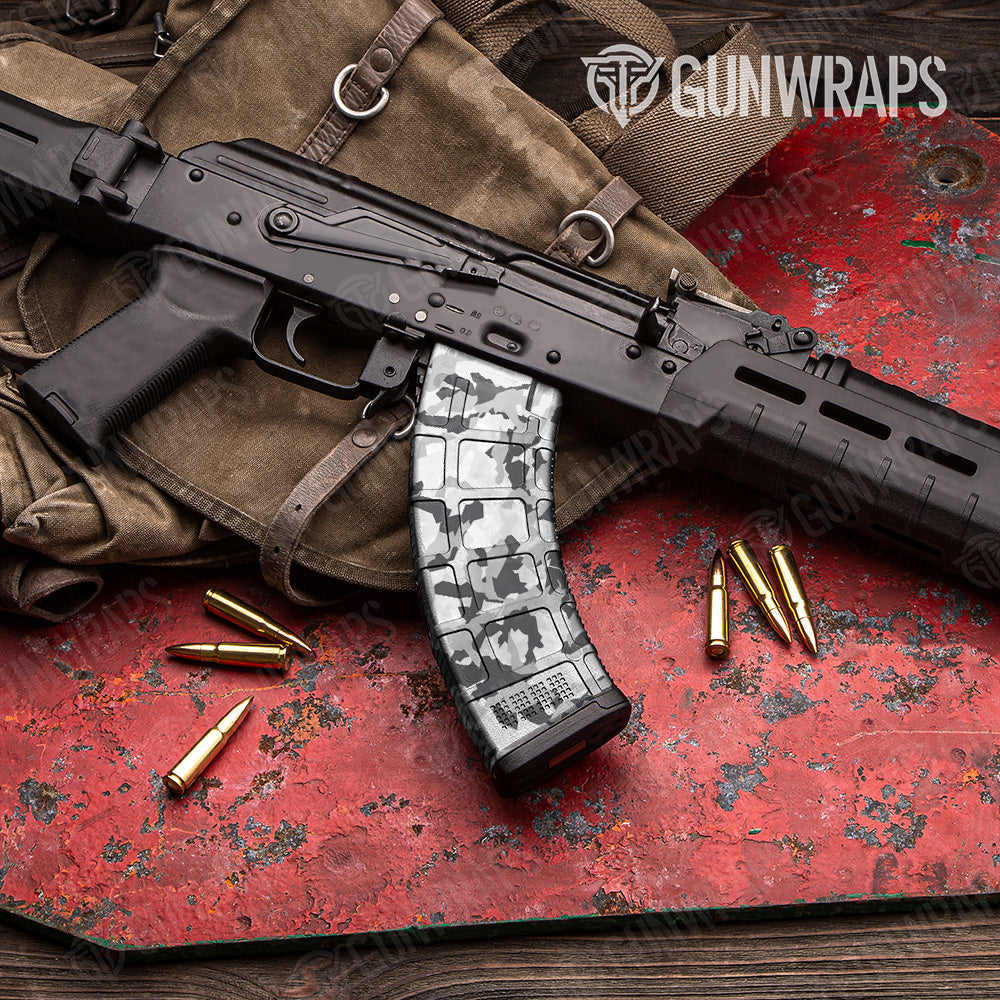 AK 47 Mag Erratic Snow Camo Gun Skin Vinyl Wrap