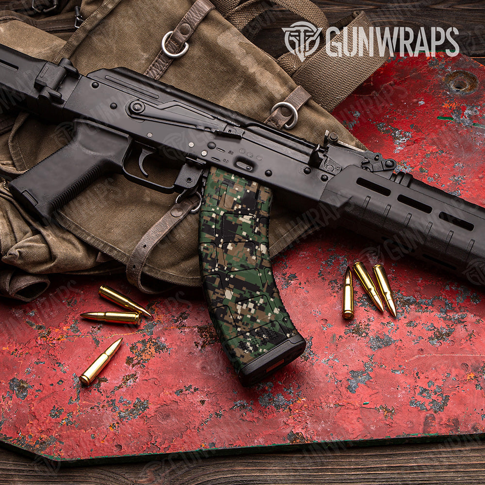 AK 47 Mag Digital Woodland Camo Gun Skin Vinyl Wrap