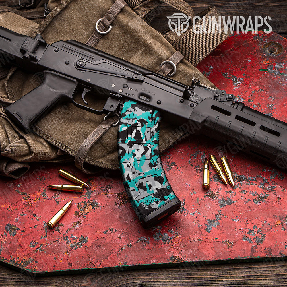 AK 47 Mag Erratic Tiffany Blue Tiger Camo Gun Skin Vinyl Wrap Fashion