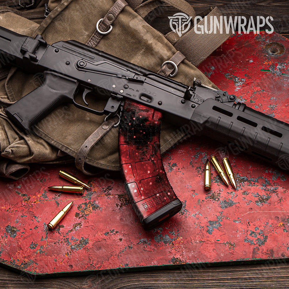 AK 47 Mag Galaxy Red Gun Skin Vinyl Wrap