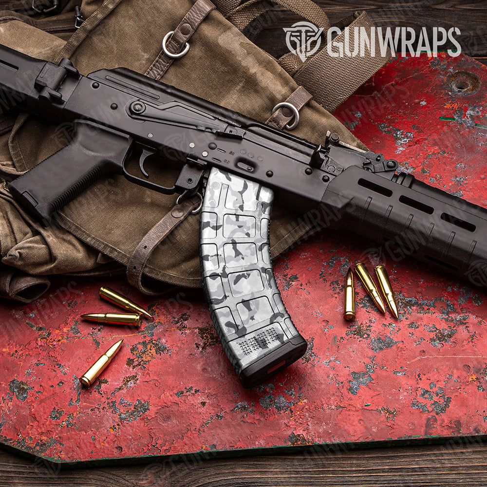 AK 47 Mag Ragged Snow Camo Gun Skin Vinyl Wrap