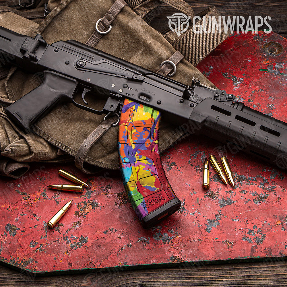 AK 47 Mag Paint Splatter Orange Gun Skin Vinyl Wrap
