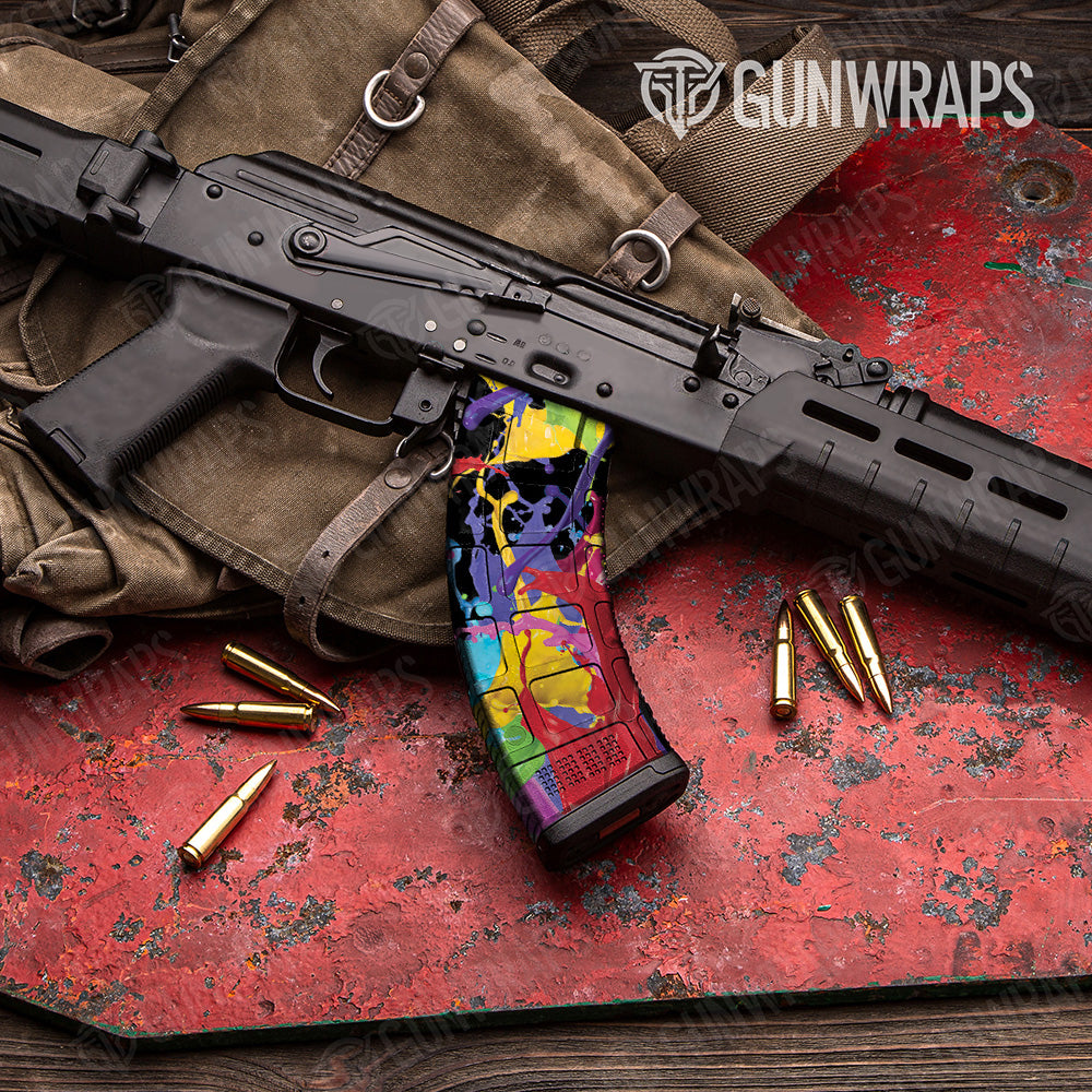 AK 47 Mag Paint Splatter Black Gun Skin Vinyl Wrap