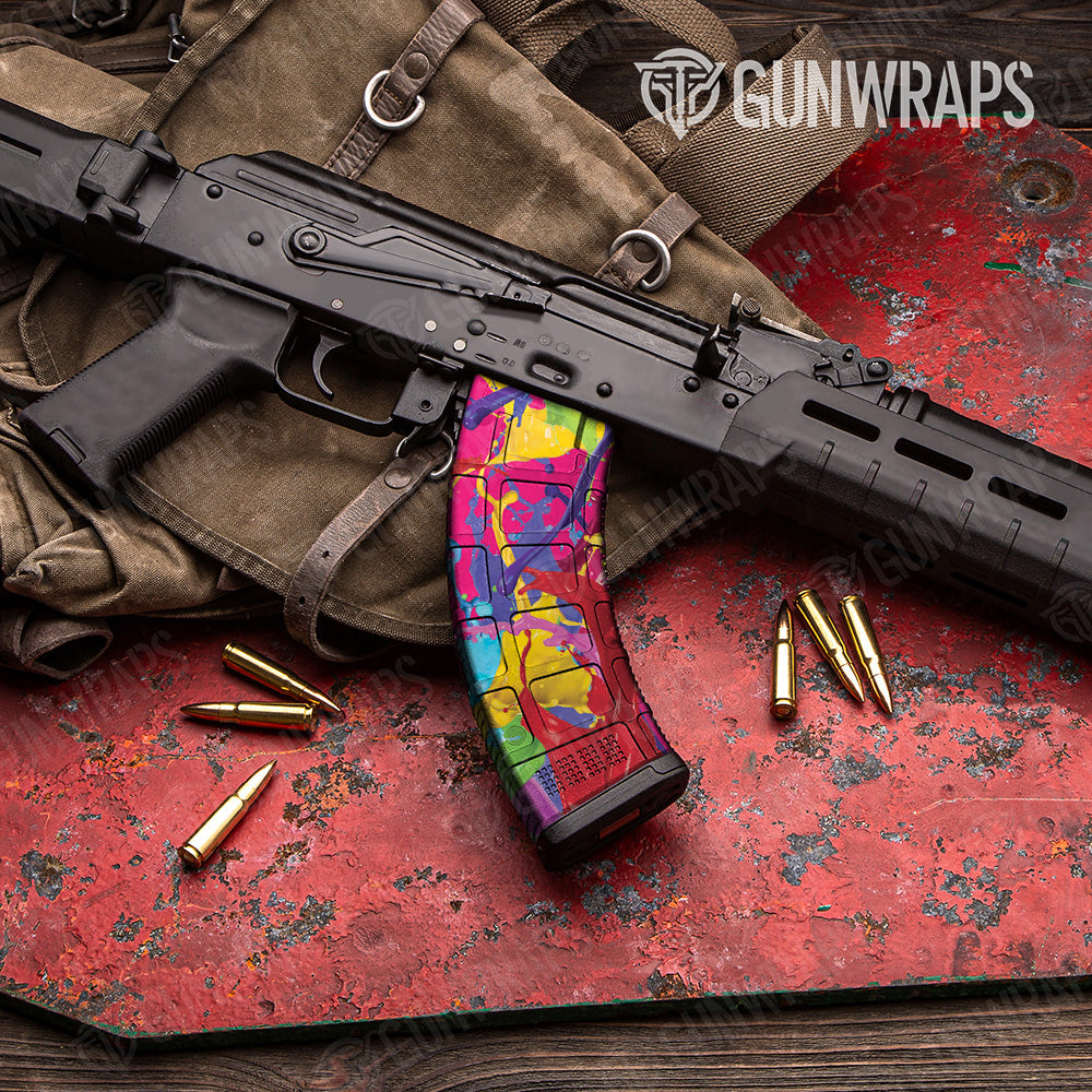 AK 47 Mag Paint Splatter Magenta Gun Skin Vinyl Wrap