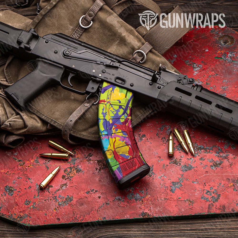 AK 47 Mag Paint Splatter Lime Gun Skin Vinyl Wrap