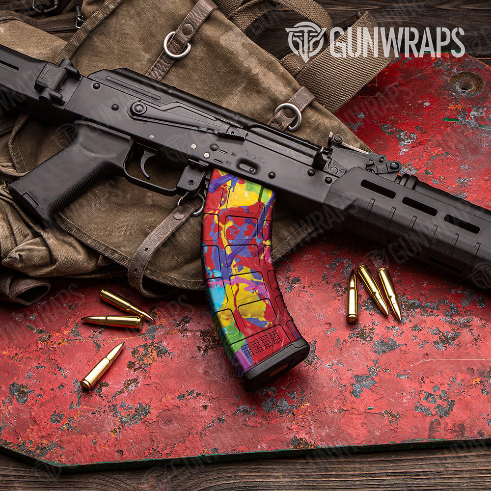 AK 47 Mag Paint Splatter Red Gun Skin Vinyl Wrap Hot on Sale