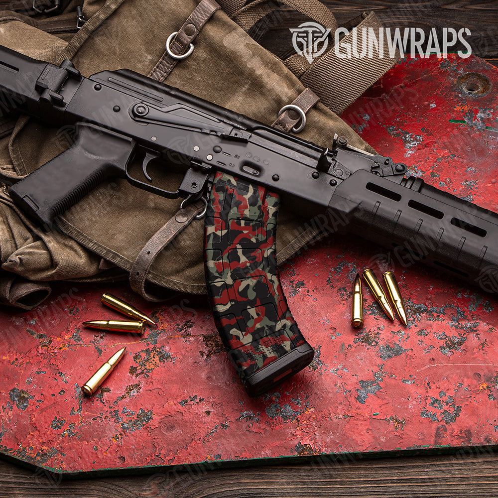 AK 47 Mag Ragged Militant Red Camo Gun Skin Vinyl Wrap