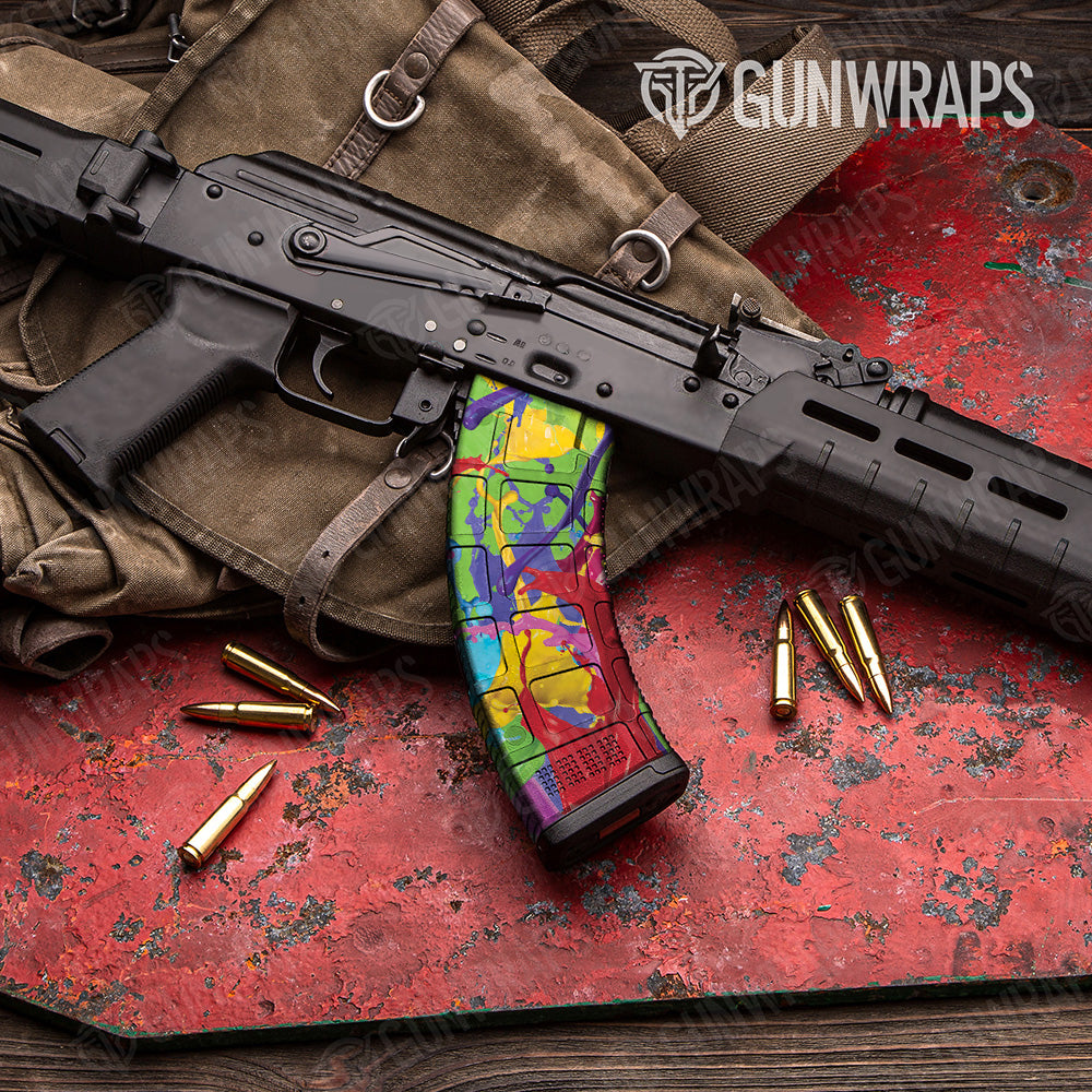 AK 47 Mag Paint Splatter Green Gun Skin Vinyl Wrap