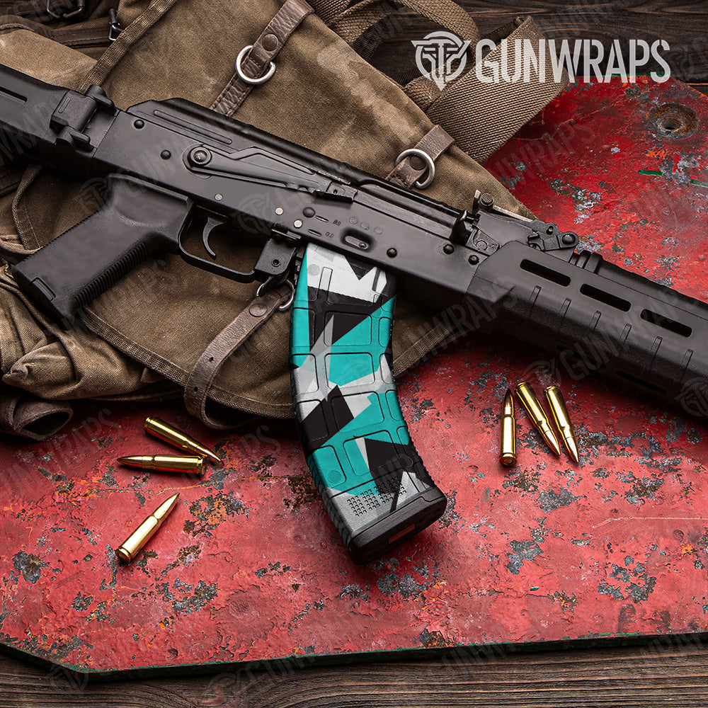 AK 47 Mag Shattered Tiffany Blue Tiger Camo Gun Skin Vinyl Wrap