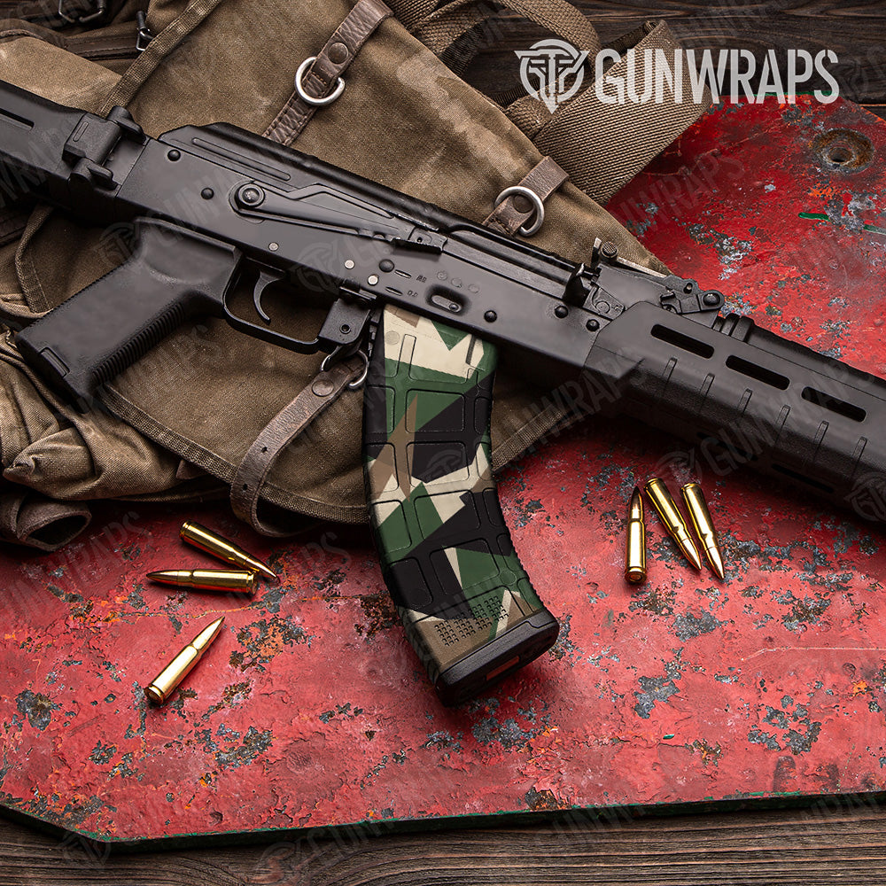 AK 47 Mag Shattered Woodland Camo Gun Skin Vinyl Wrap