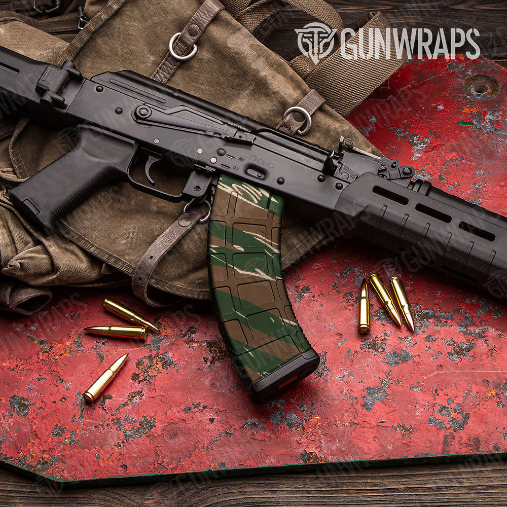 AK 47 Mag Shredded Woodland Camo Gun Skin Vinyl Wrap